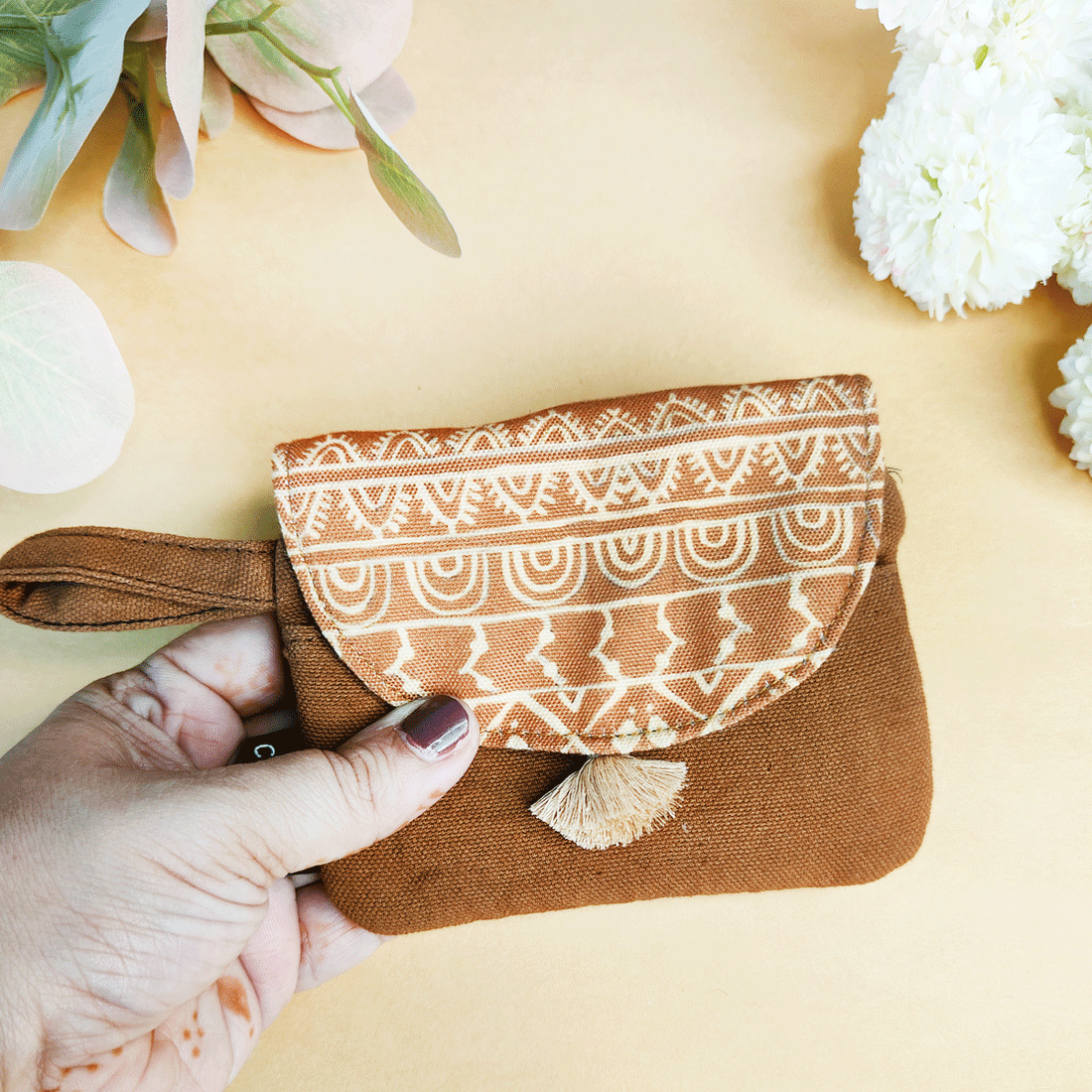 Curve Flap Big/Mini Wallet Combo-Mustard Warli