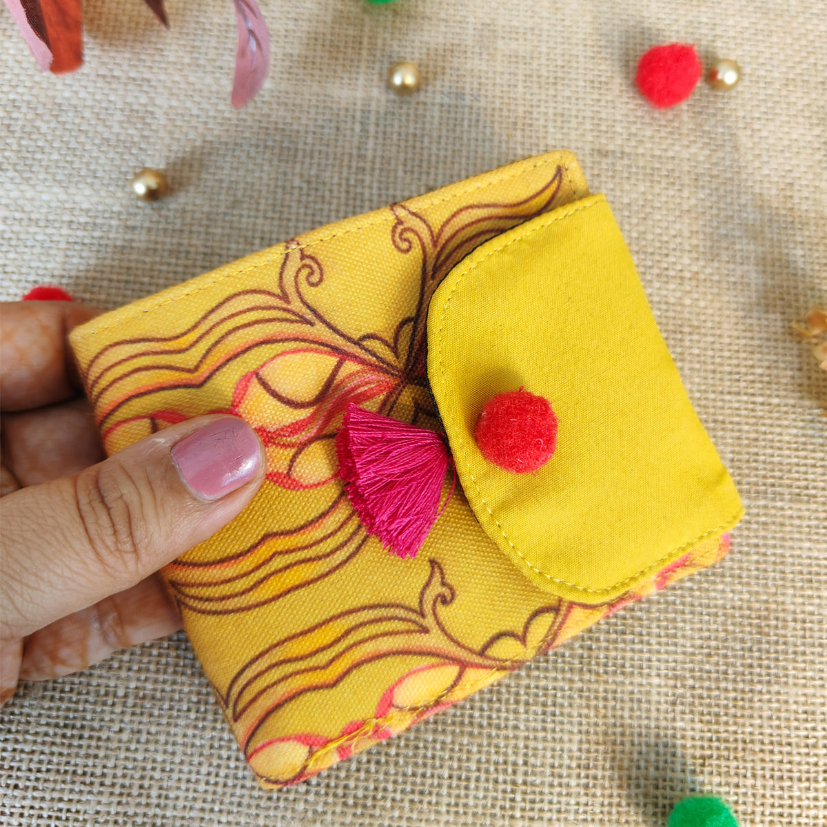 Mustard Mughal Flap Mini Wallet
