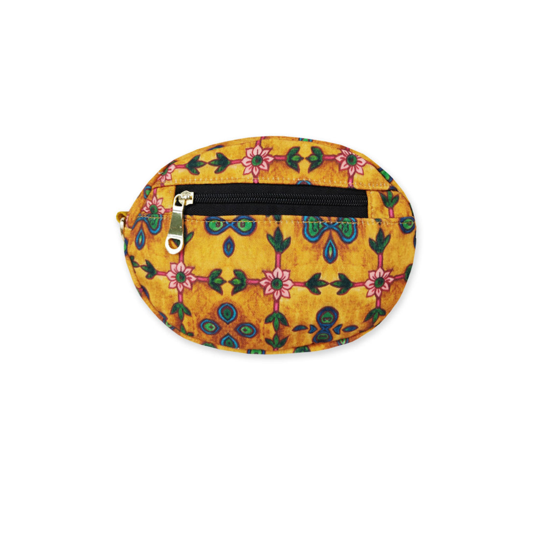 Oval Sling Bag- Mustard pink flower