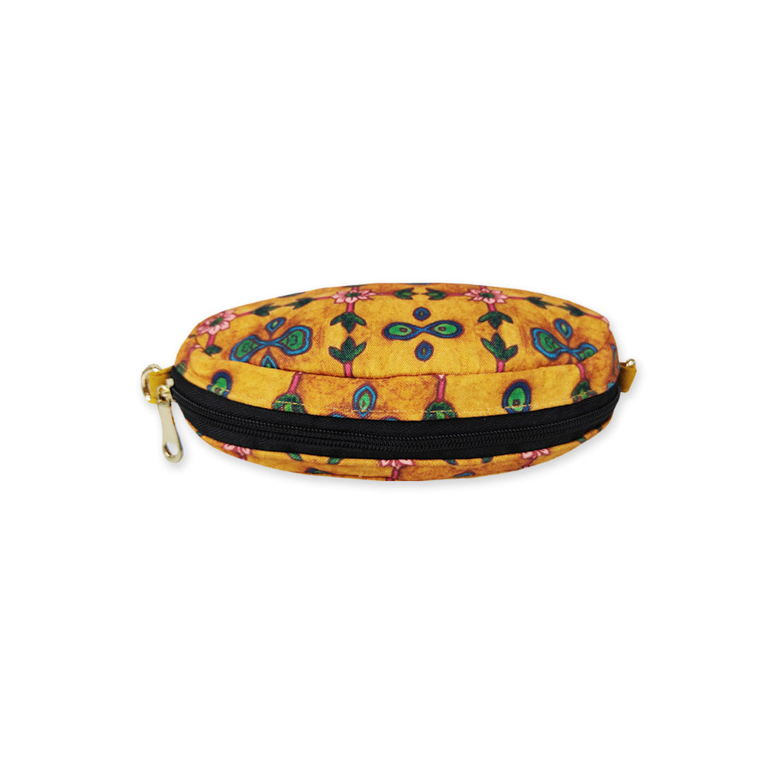 Oval Sling Bag- Mustard pink flower