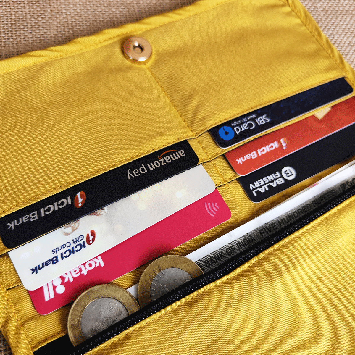 Mustard Warli Card Cash Wallet