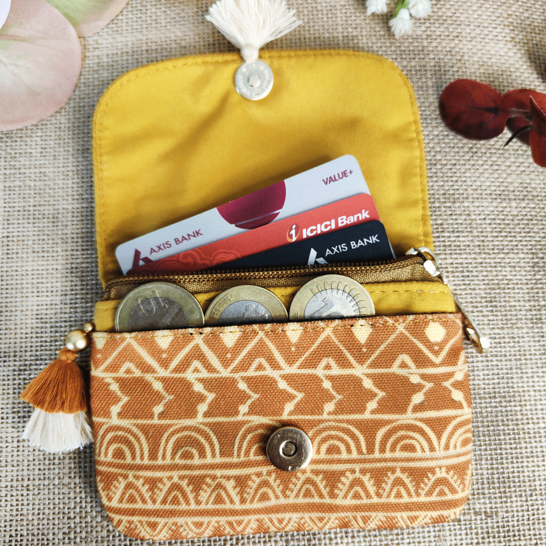 Mustard Warli Mini Wallet