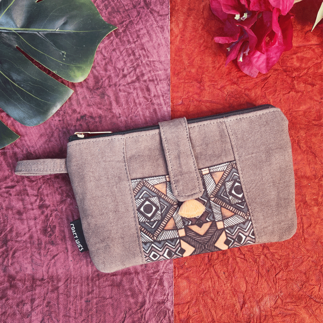 Front Thin Flap Big/Mini Wallet Combo-Grey Madhubani