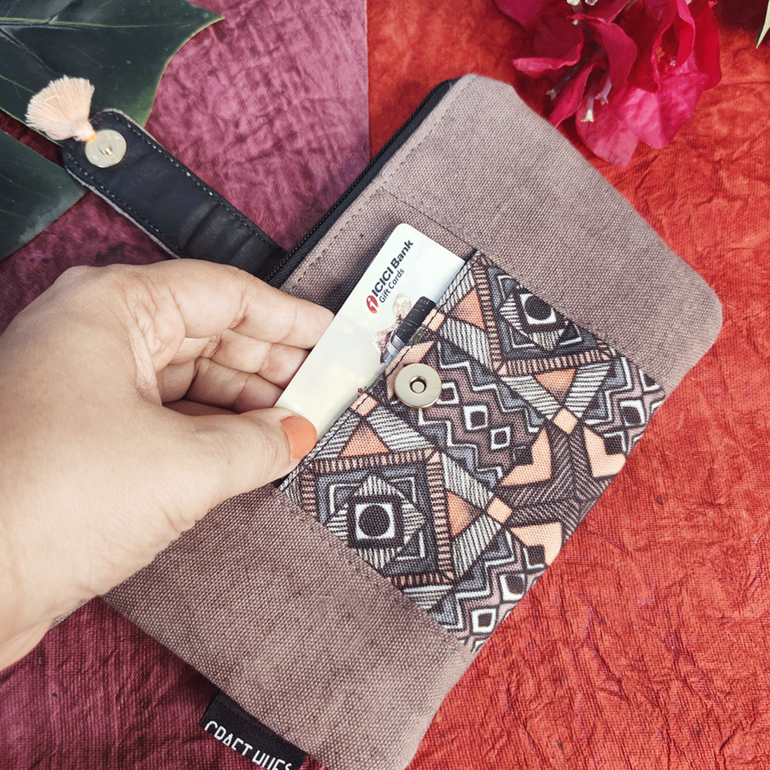 Front Thin Flap Big/Mini Wallet Combo-Grey Madhubani