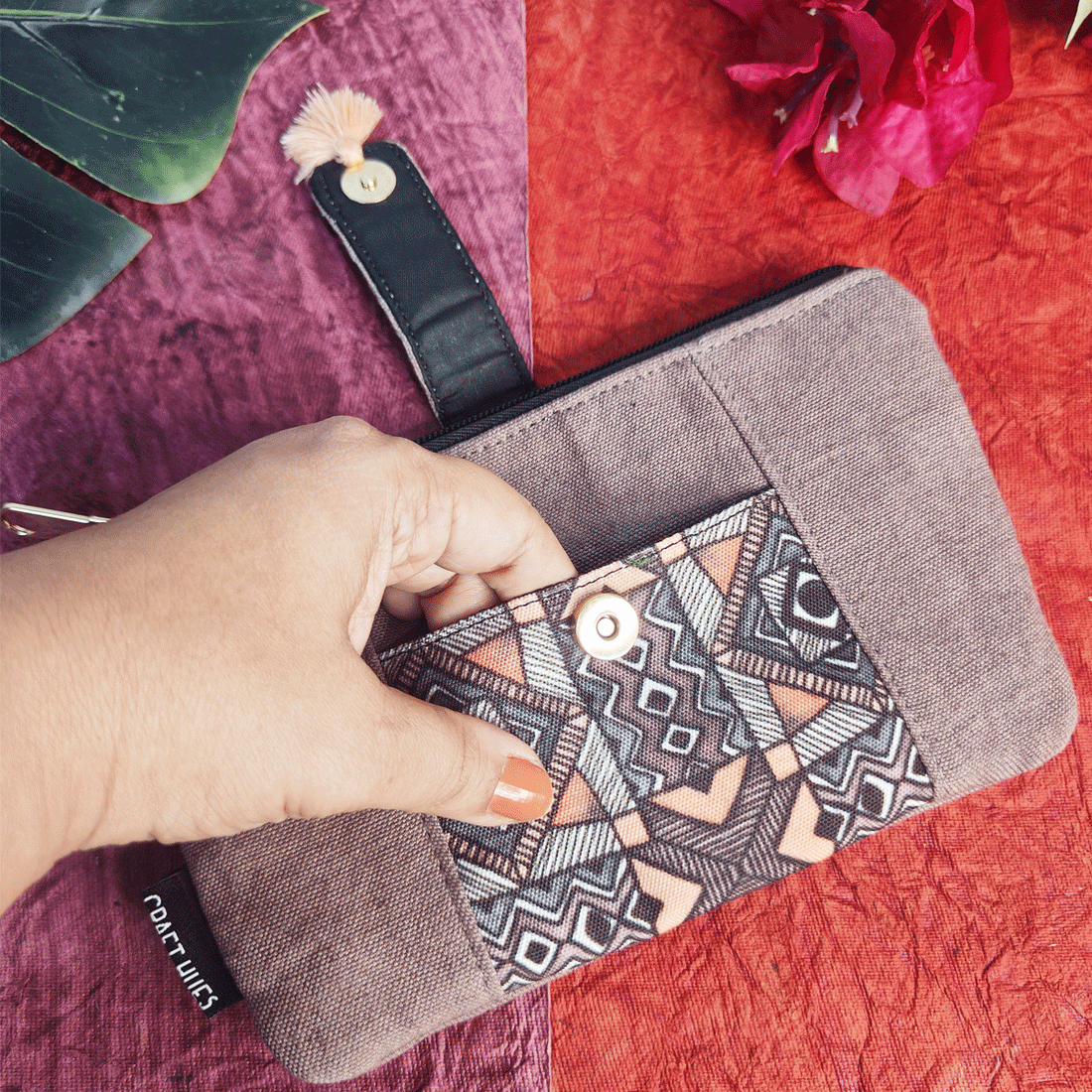 Front Thin Flap Big/Mini Wallet Combo-Grey Madhubani