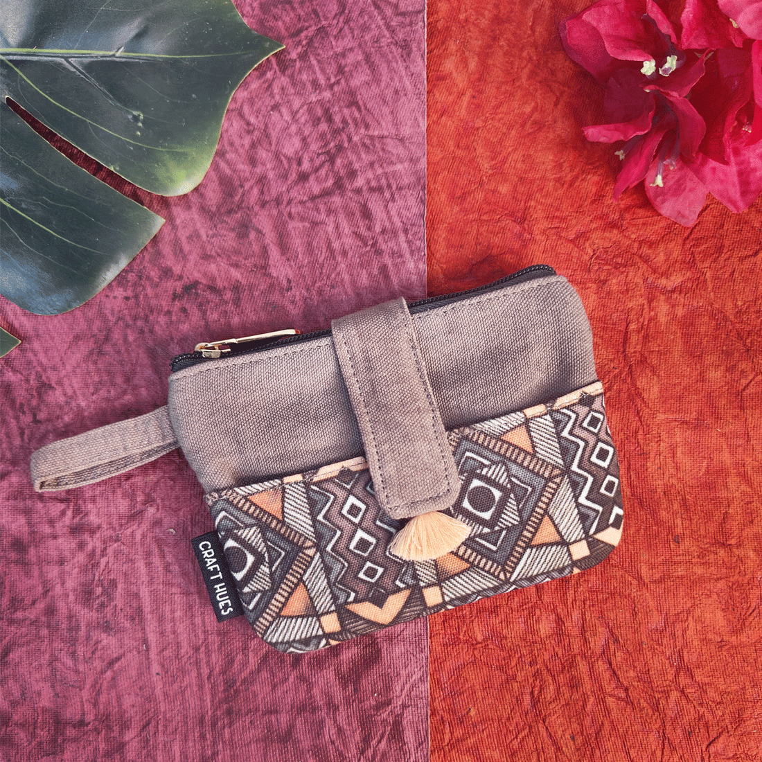 Front Thin Flap Big/Mini Wallet Combo-Grey Madhubani