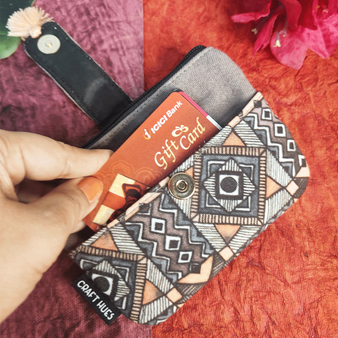 Front Thin Flap Big/Mini Wallet Combo-Grey Madhubani