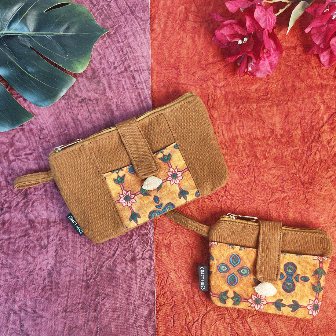 Front Thin Flap Big/Mini Wallet Combo-Mughal Mustard Garden