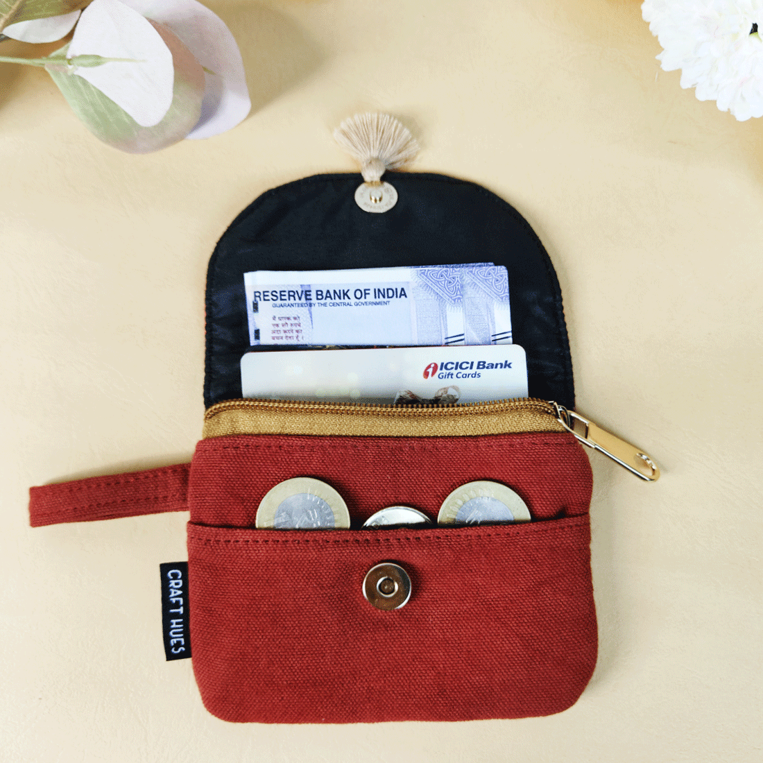 Mini Wallet Combo-Maroon-Orange