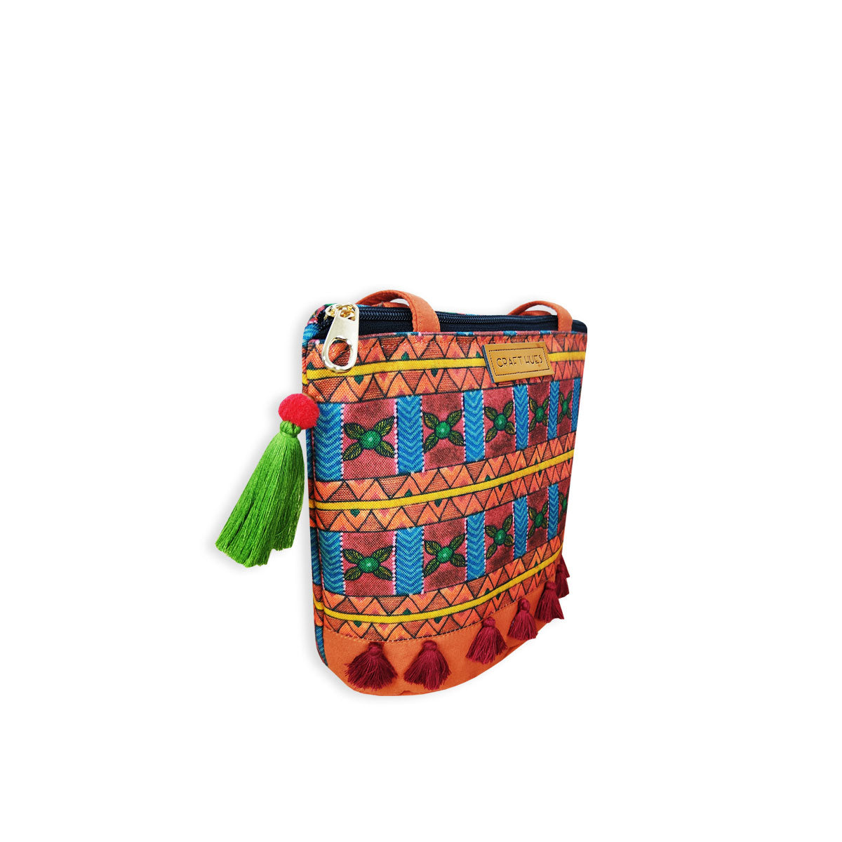 Orange Aztec Bucket Bag