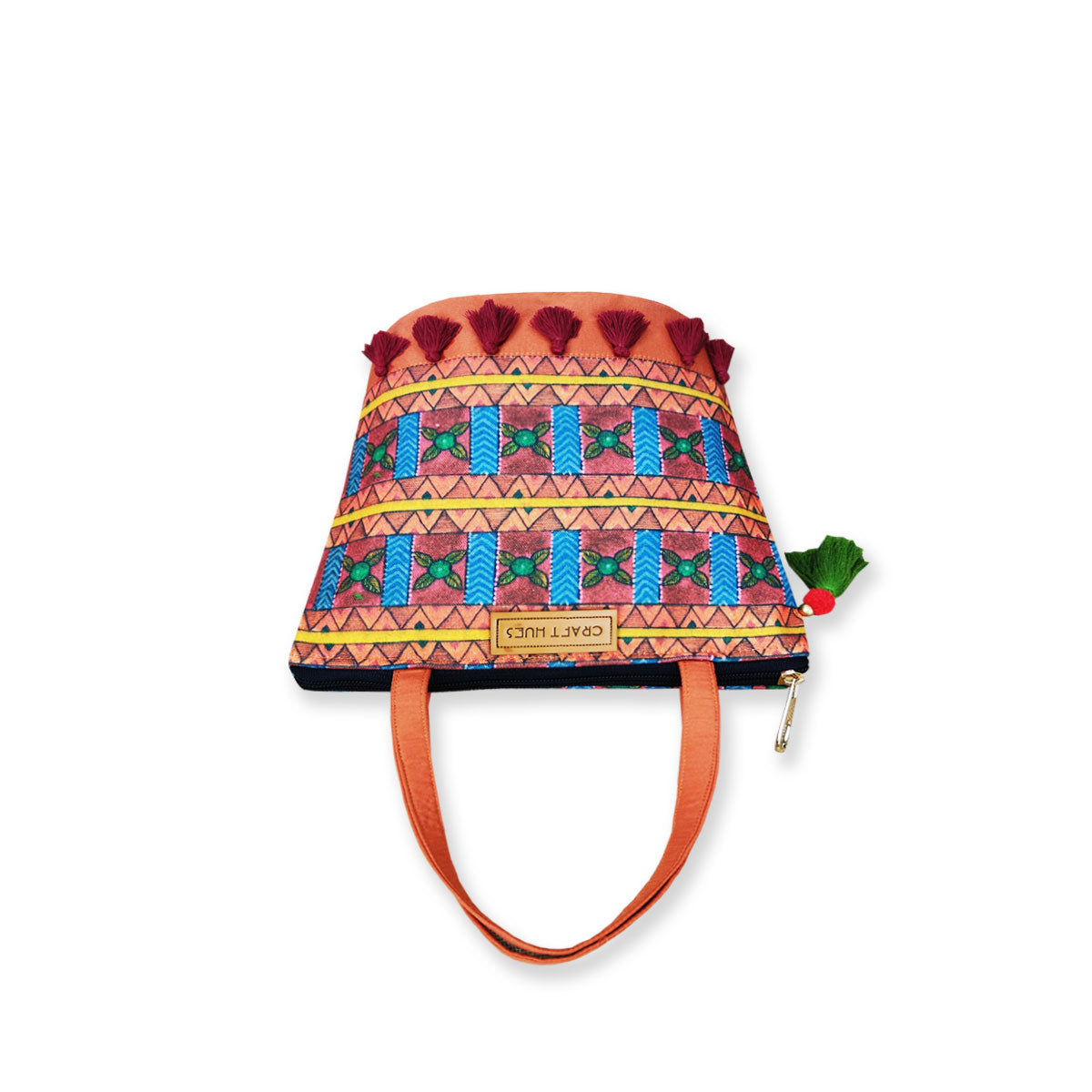 Orange Aztec Bucket Bag