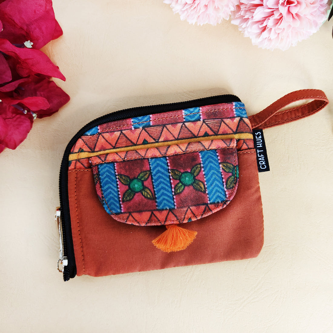 Curve Mini Wallet- Orange Aztec