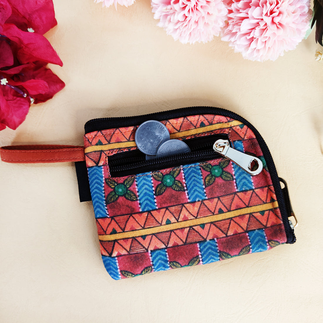 Curve Mini Wallet- Orange Aztec