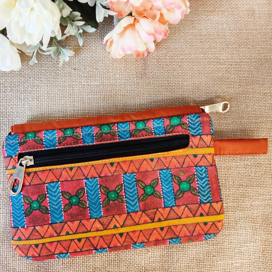 Orange-Green Aztec Tassel Wallet Combo