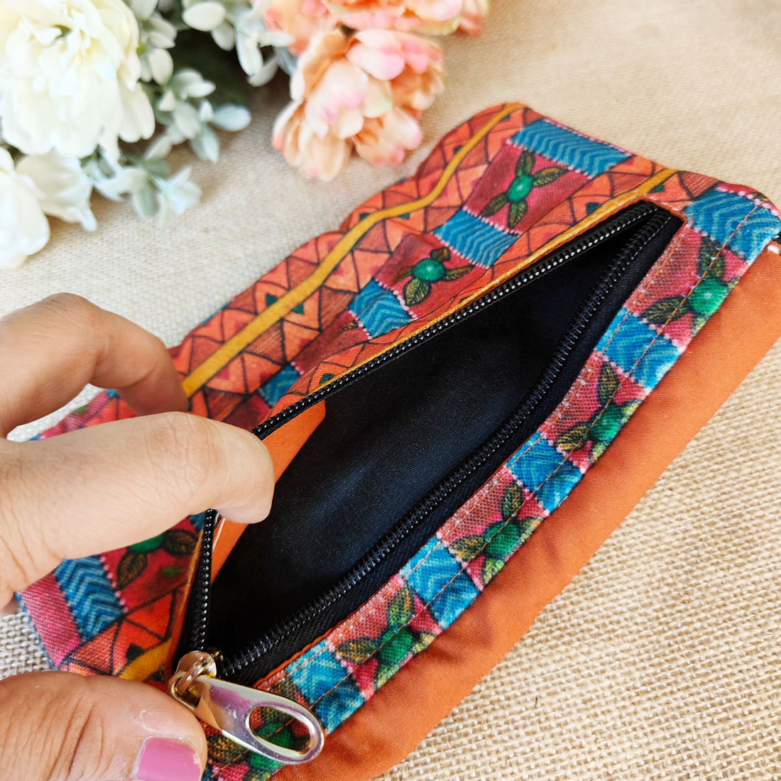 Orange-Green Aztec Tassel Wallet Combo