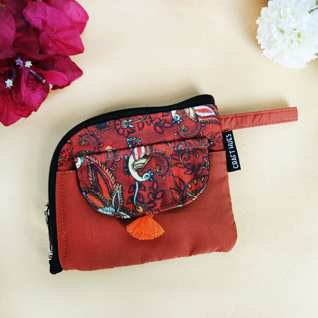 Curve Mini Wallet- Orange Peacock