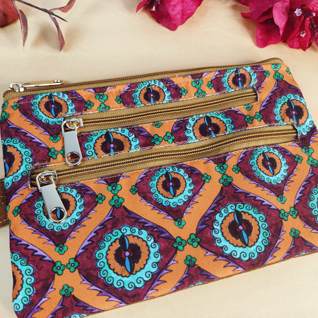 Multi-Purpose Pouch- Orange Suzani