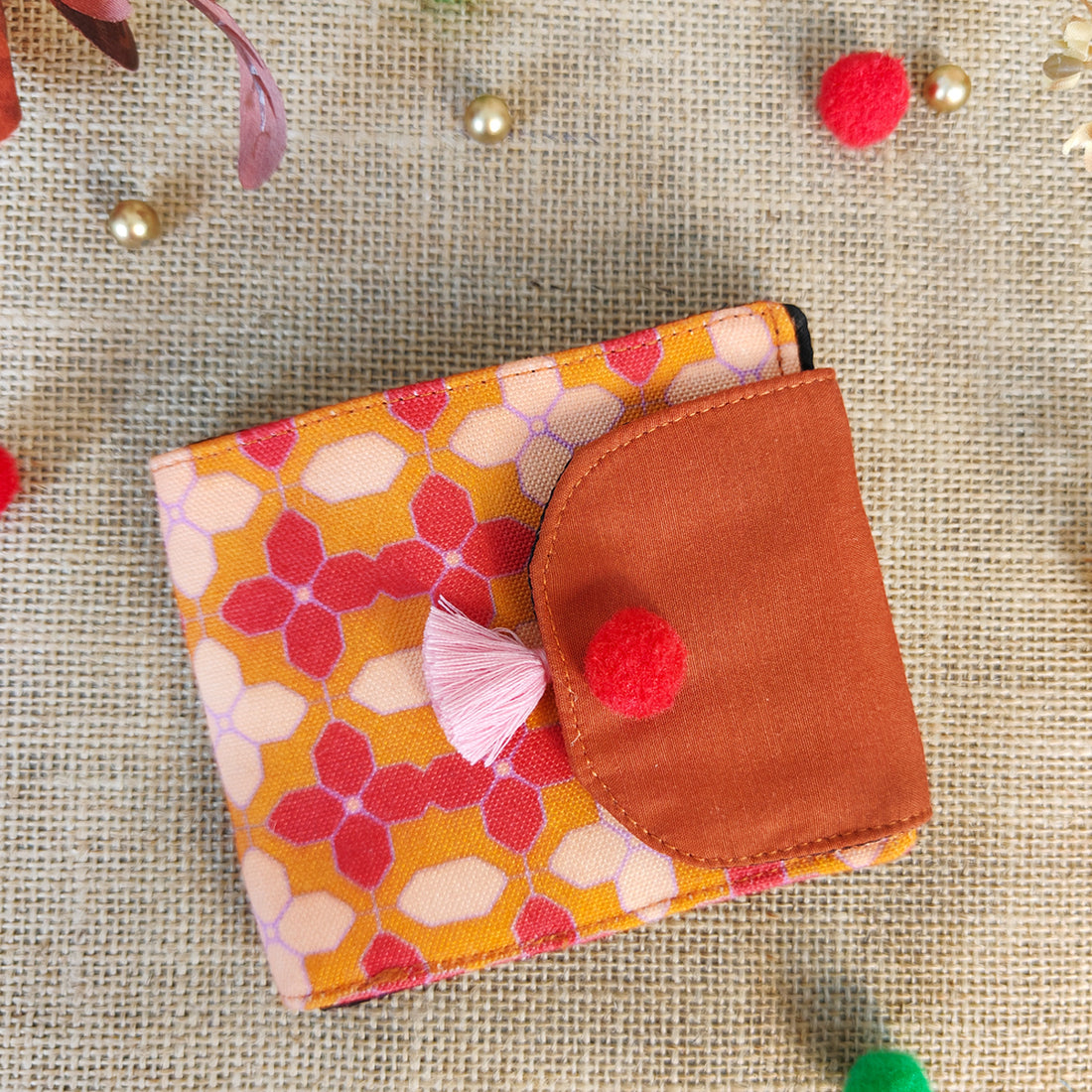 Peach-Orange Flap Mini Wallet Combo