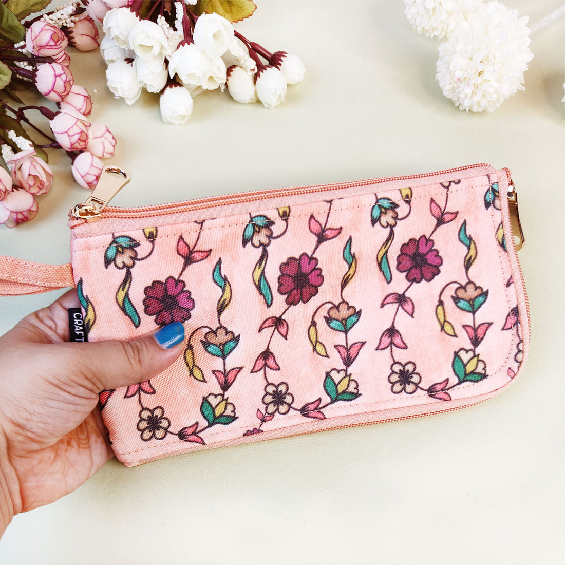 Dual-Zip Wallet- Peach Maroon Bel