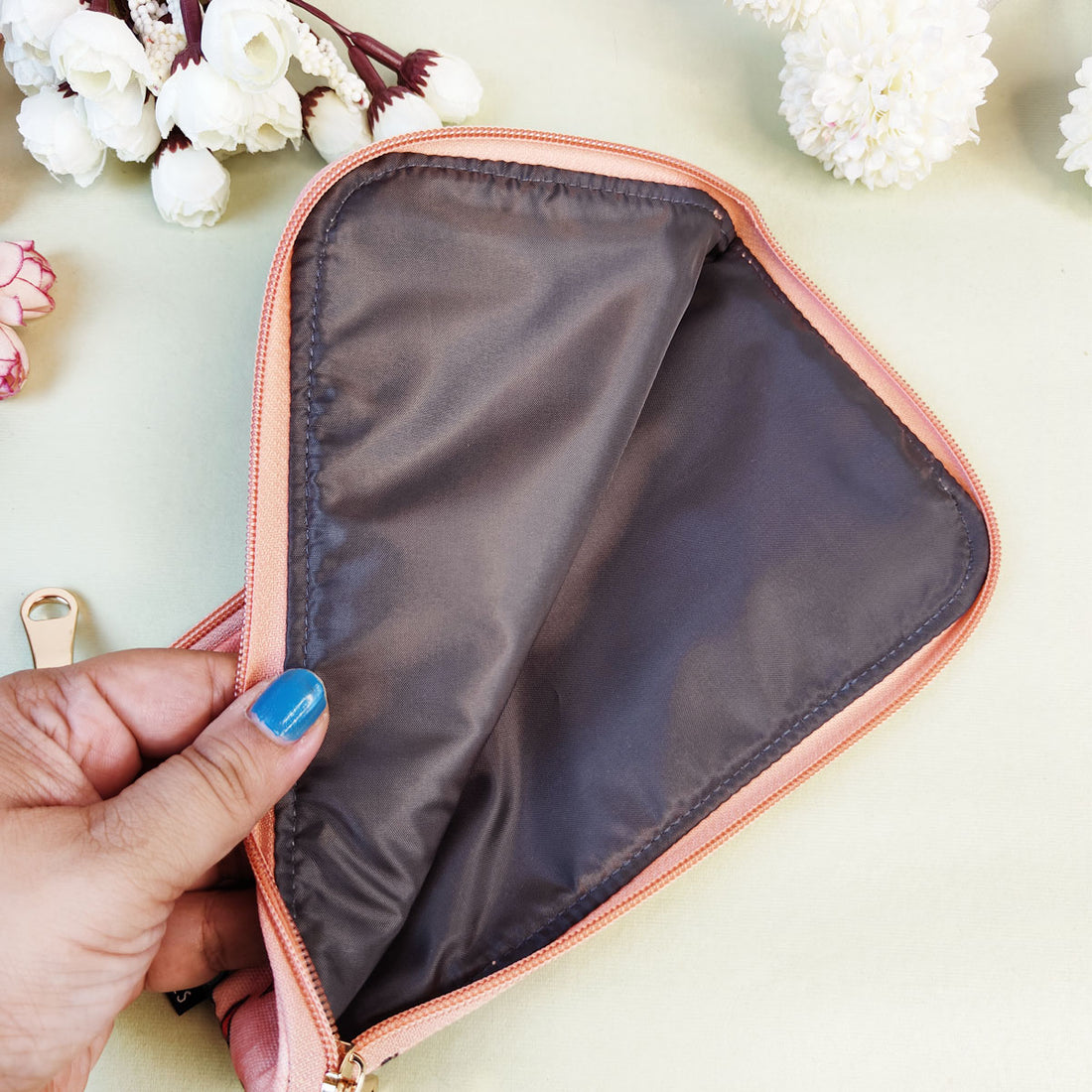 Dual-Zip Wallet- Peach Maroon Bel