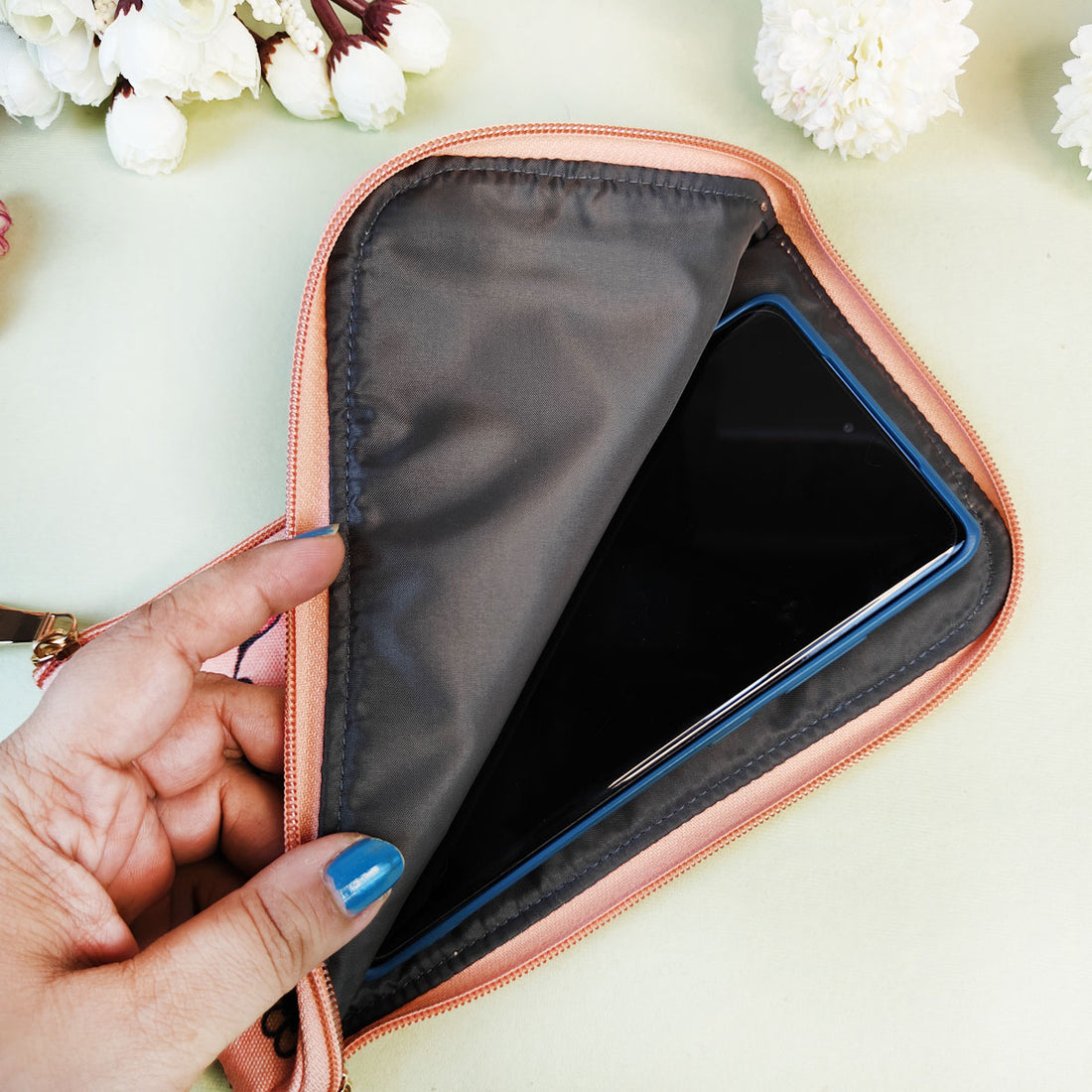 Dual-Zip Wallet- Peach Maroon Bel