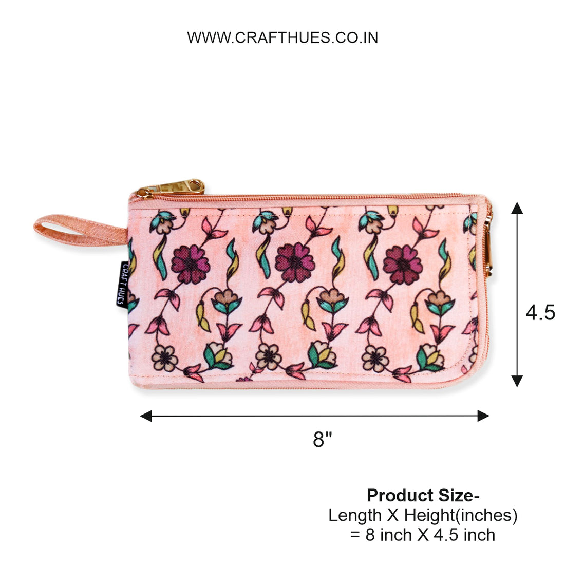 Dual-Zip Wallet- Peach Maroon Bel