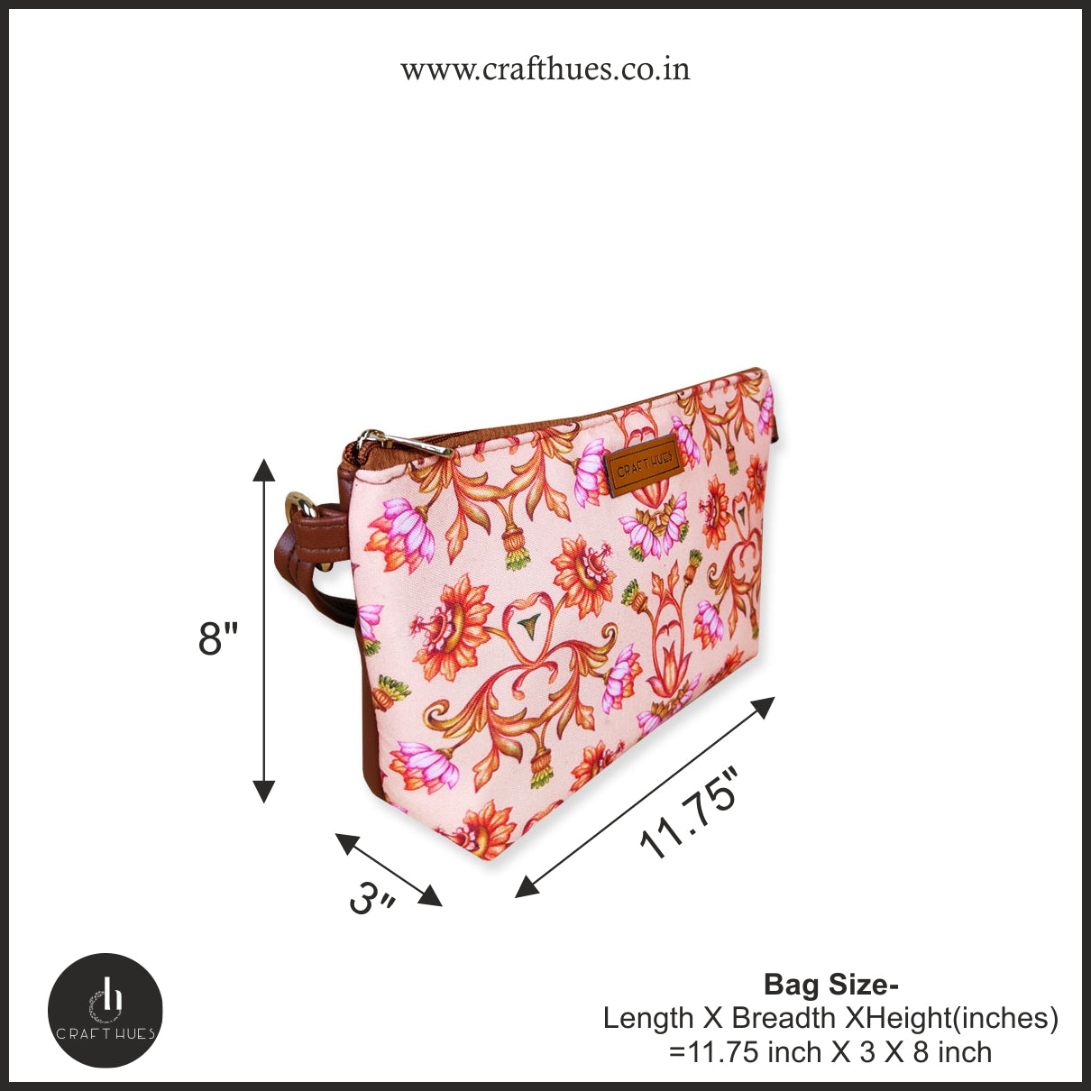 Peach Mughal Baguette with Pouch