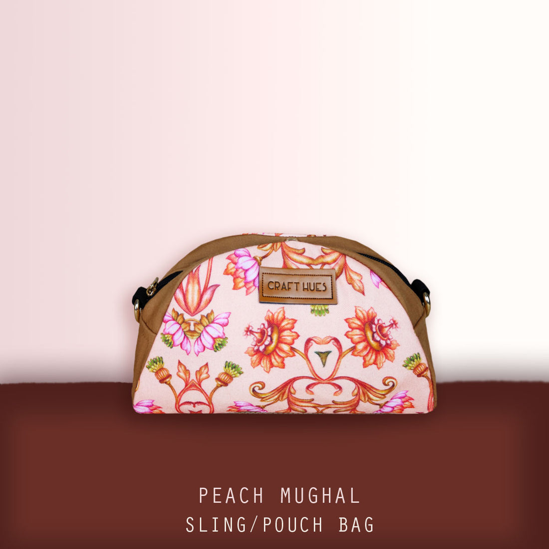 Peach Mughal Pouch with Sling