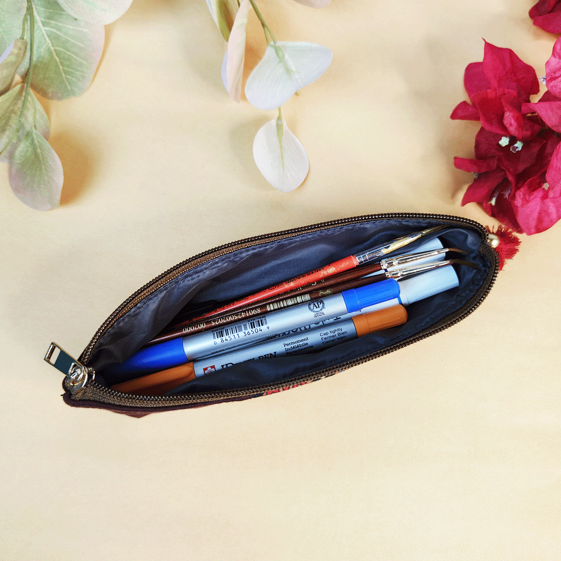 Teal-Orange-Brown Pencil Pouch Combo