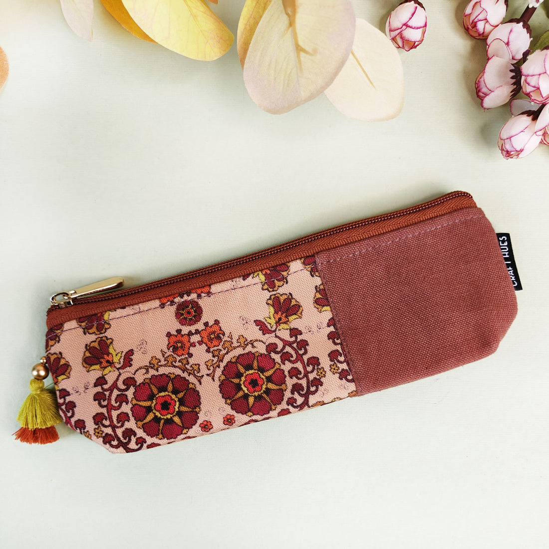 Peach-Beige-Teal Pencil Pouch Combo