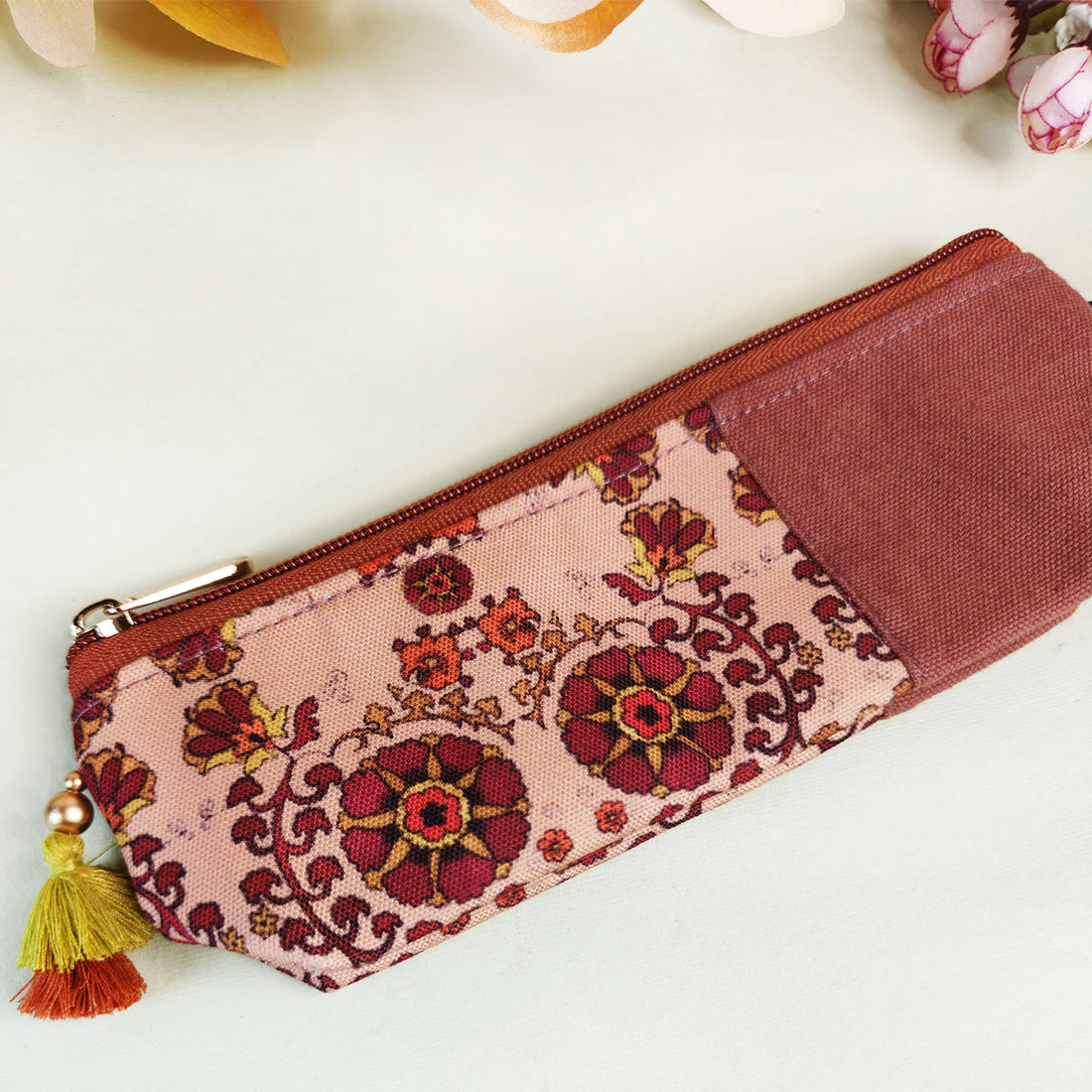 Peach-Beige-Teal Pencil Pouch Combo