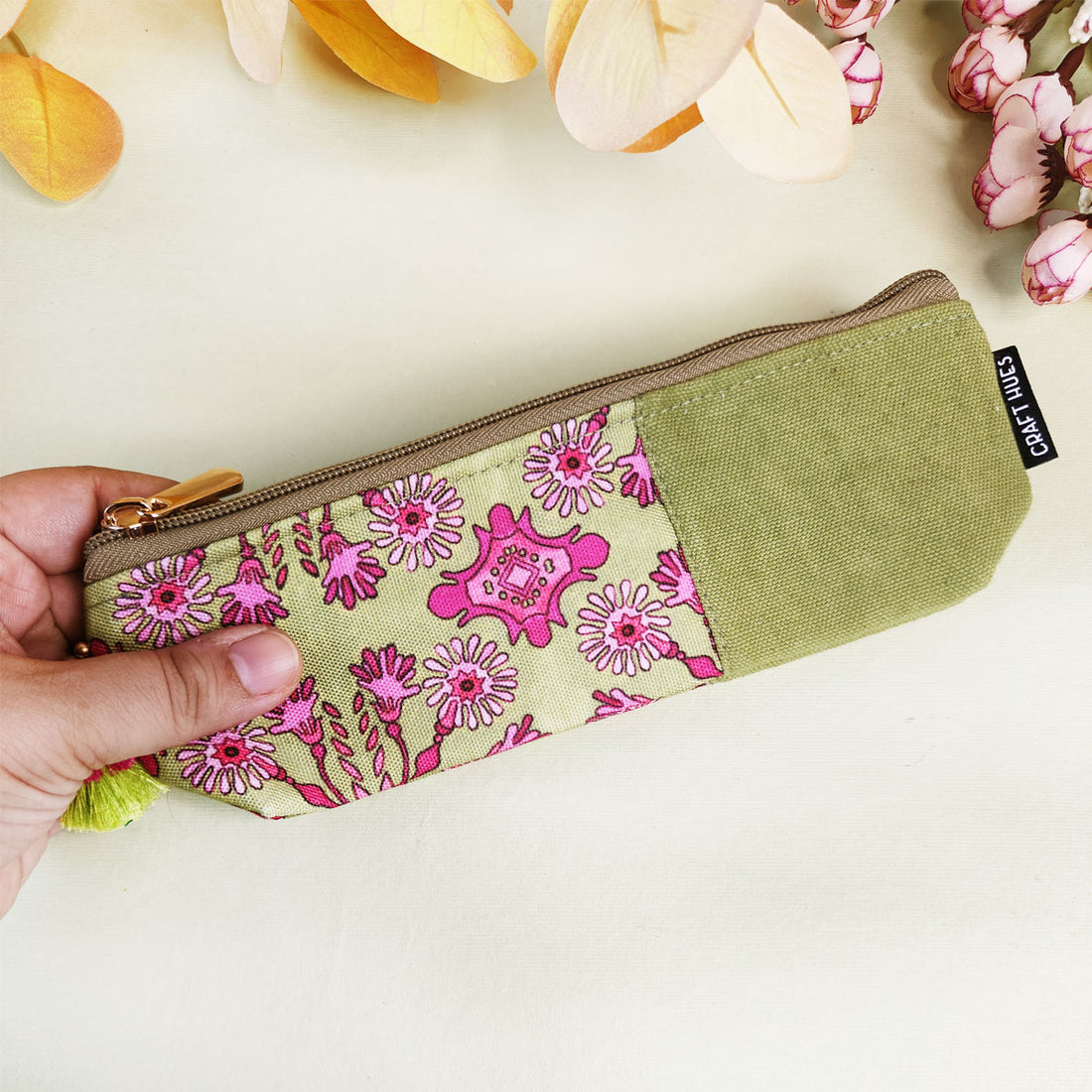 Green-Brown-Peach Pencil Pouch Combo