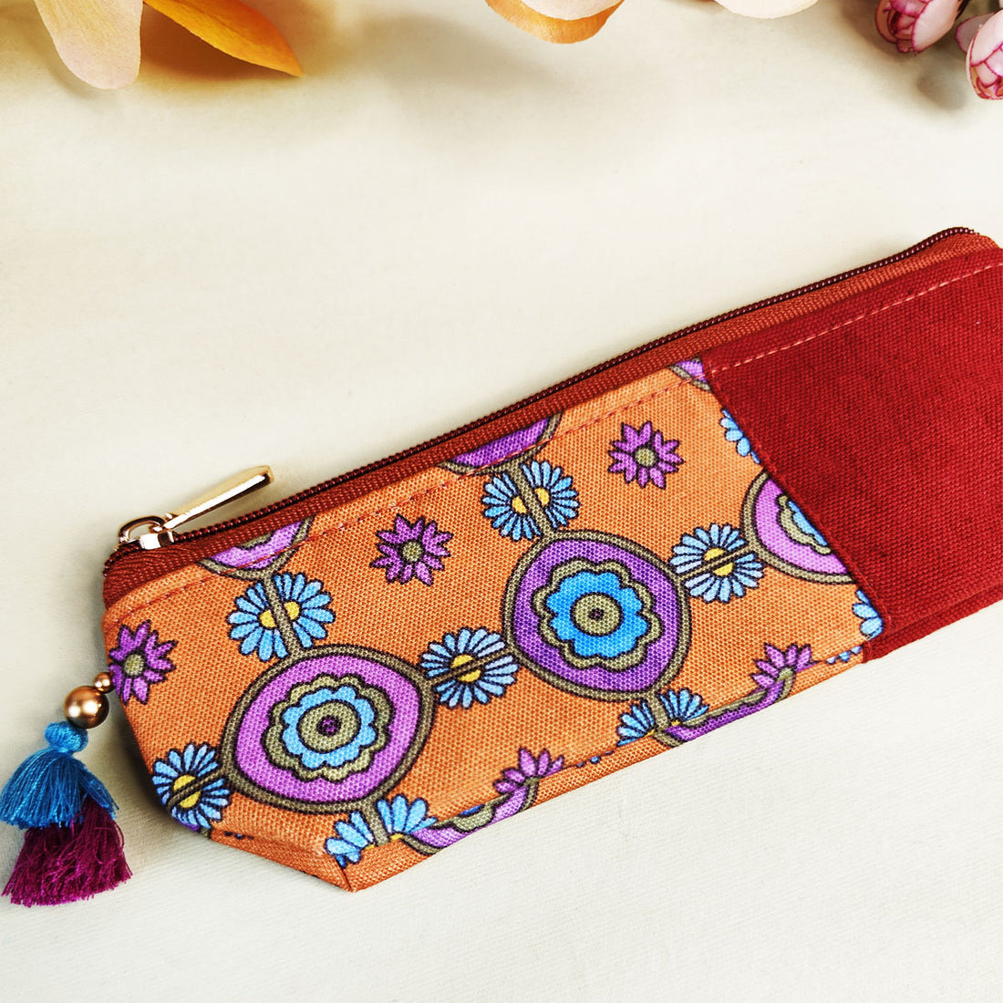 Purple-Orange-Green Pencil Pouch Combo