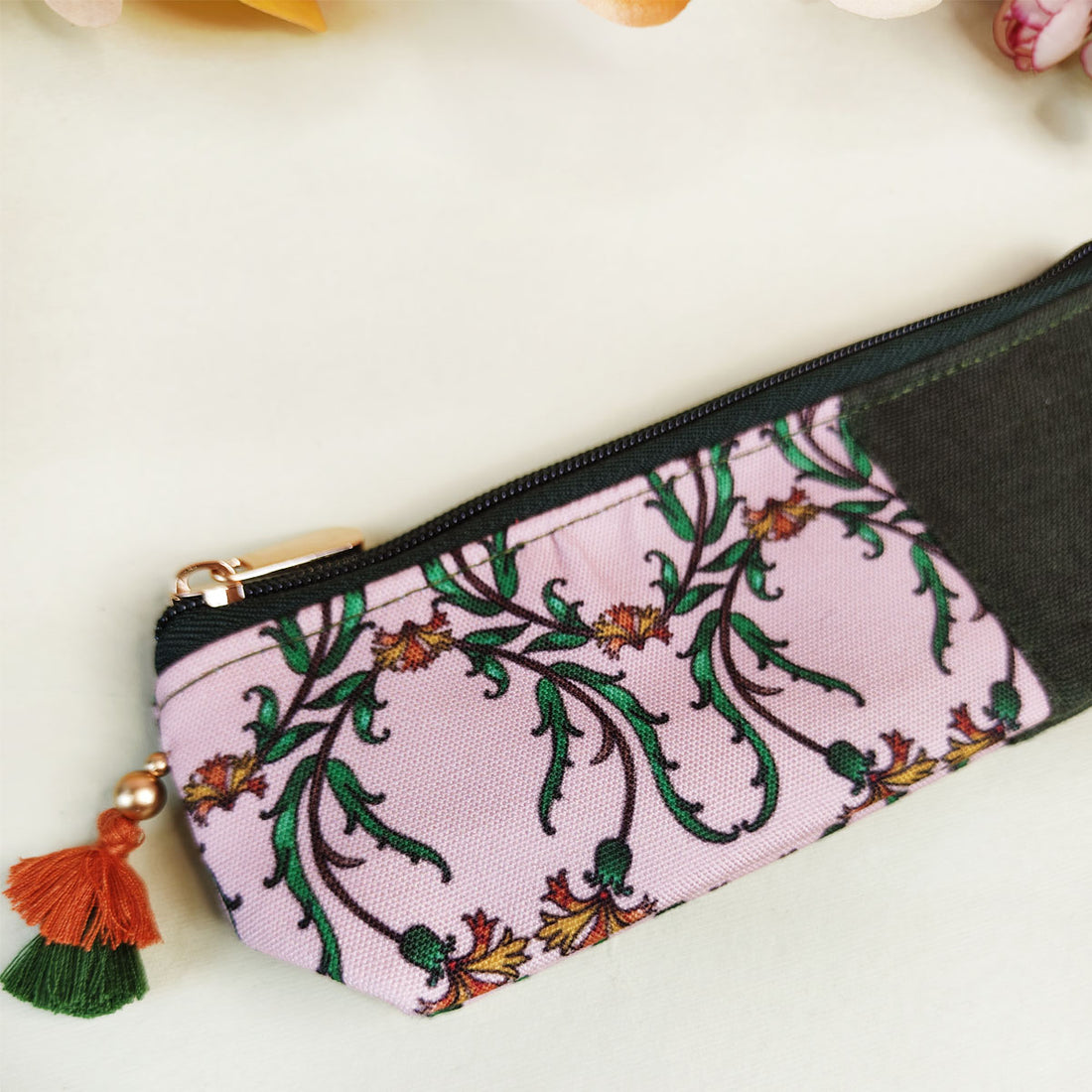 Peach-Beige-Teal Pencil Pouch Combo