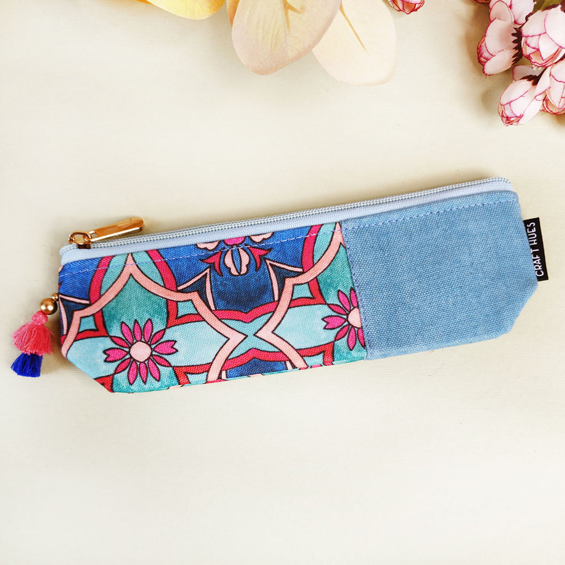 Peach-Beige-Teal Pencil Pouch Combo