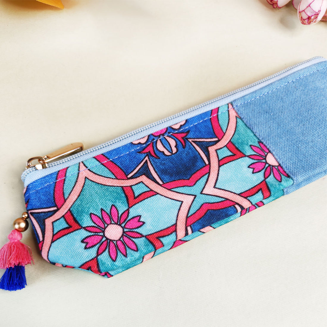 Peach-Beige-Teal Pencil Pouch Combo