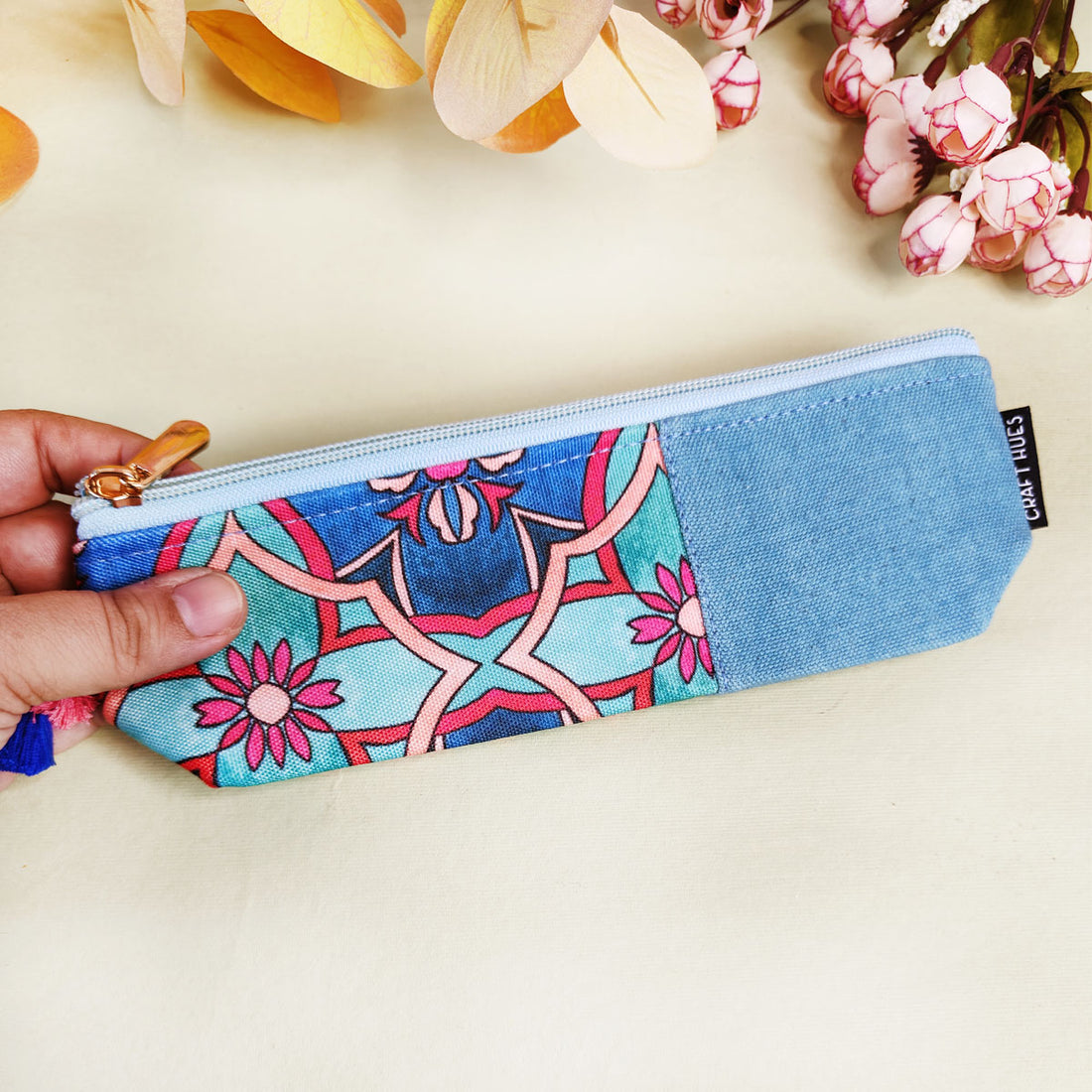 Peach-Beige-Teal Pencil Pouch Combo