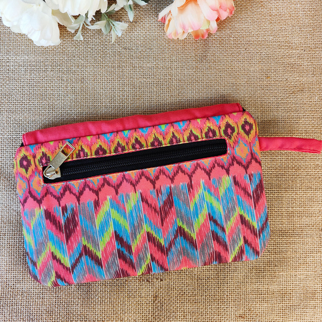 Pink Ikkat Tassel Wallet