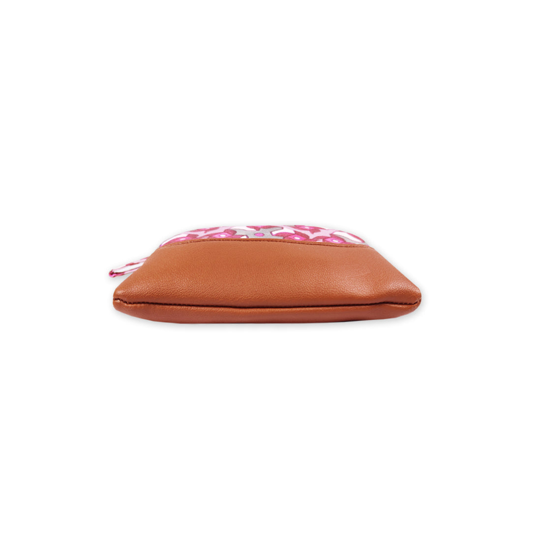 Leather Semi-circle Wallet- Pink Pinwheel