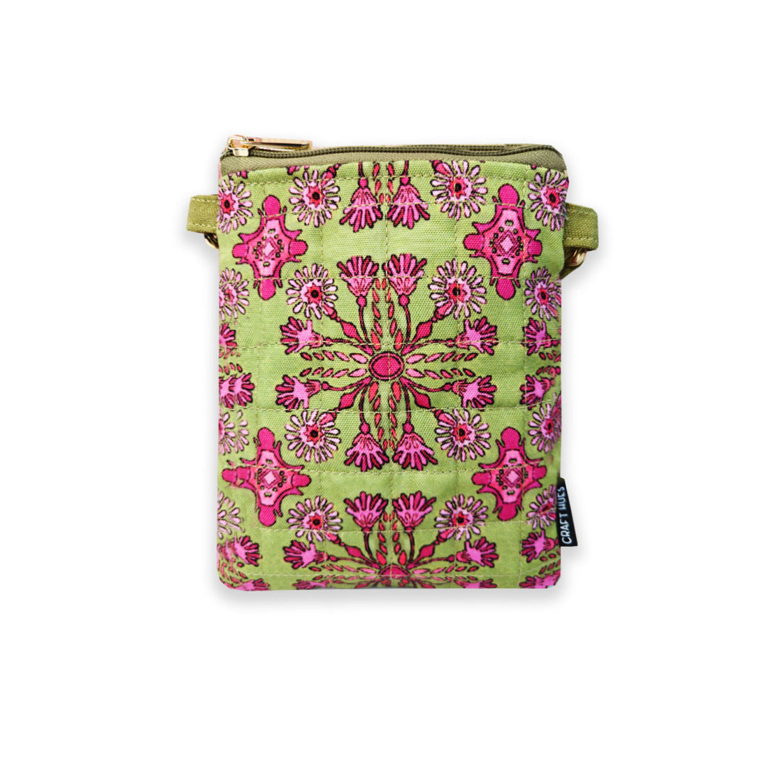 Quilted Mobile Sling-Green Pink Tile