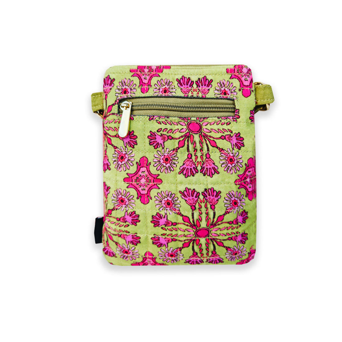 Quilted Mobile Sling-Green Pink Tile