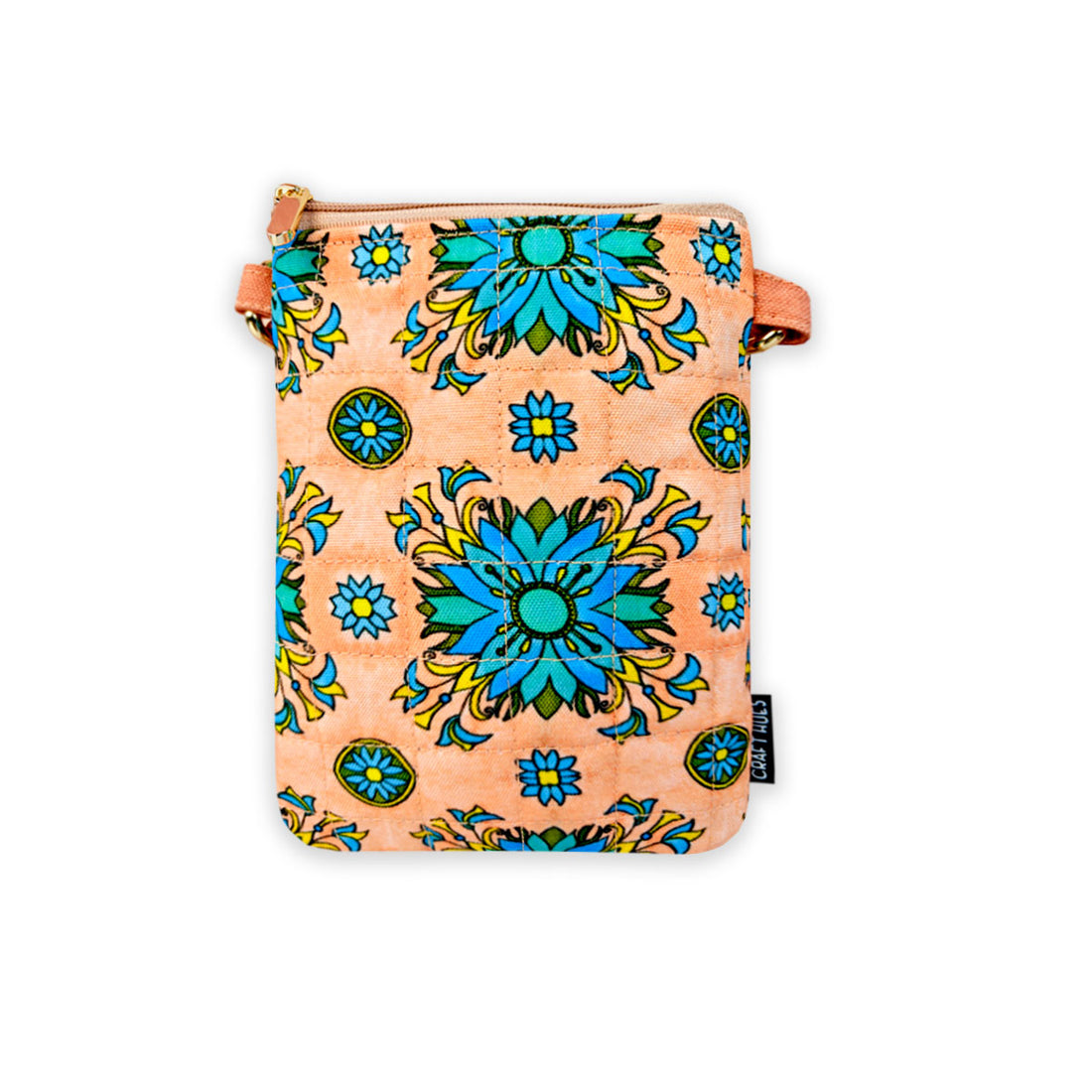 Quilted Mobile Sling-Peach Aqua Tile