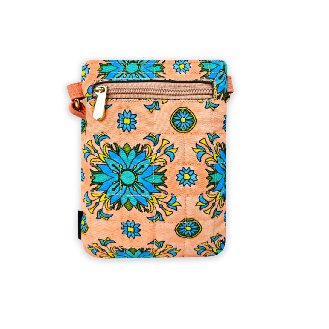 Quilted Mobile Sling-Peach Aqua Tile
