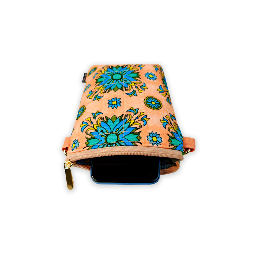 Quilted Mobile Sling-Peach Aqua Tile