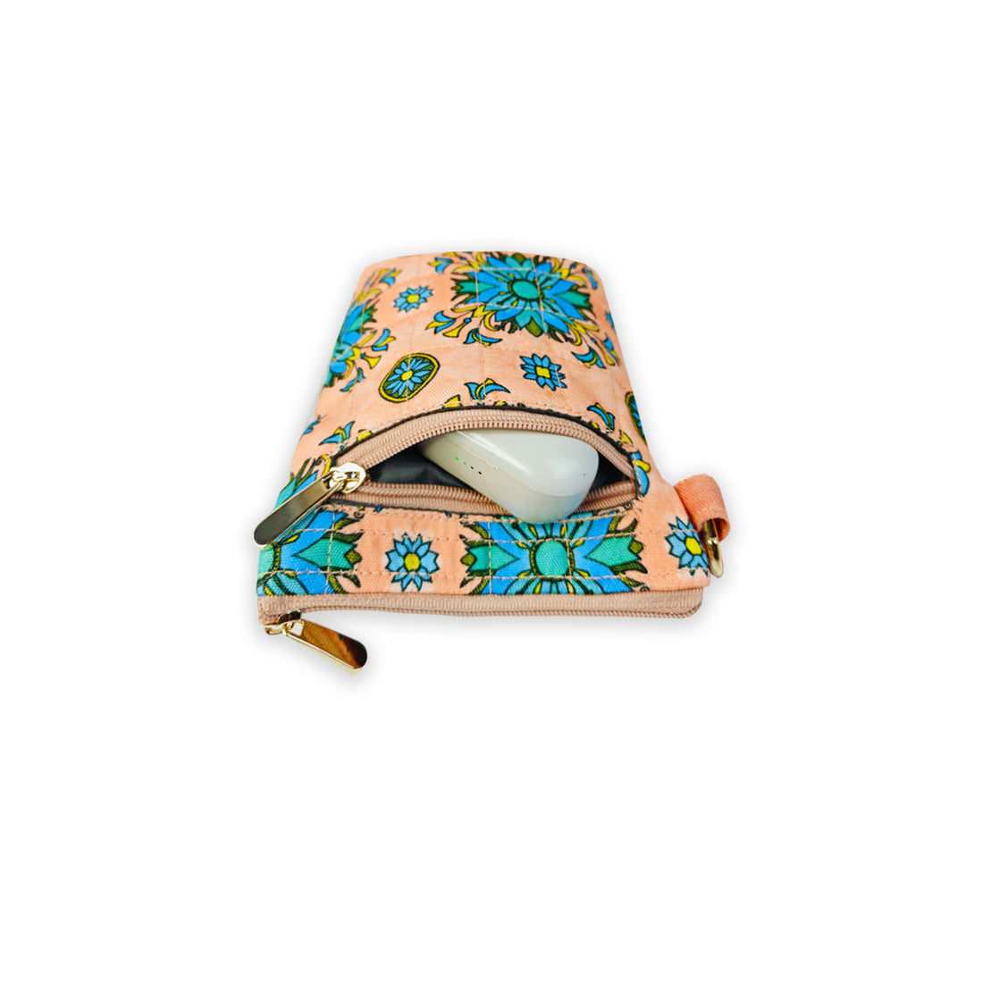 Quilted Mobile Sling-Peach Aqua Tile