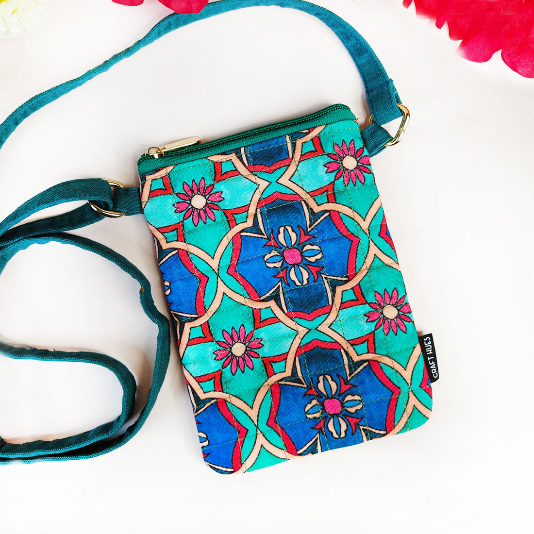 Quilted Mobile Sling-Teal Tile
