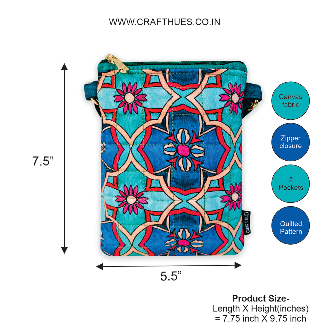 Quilted Mobile Sling-Teal Tile