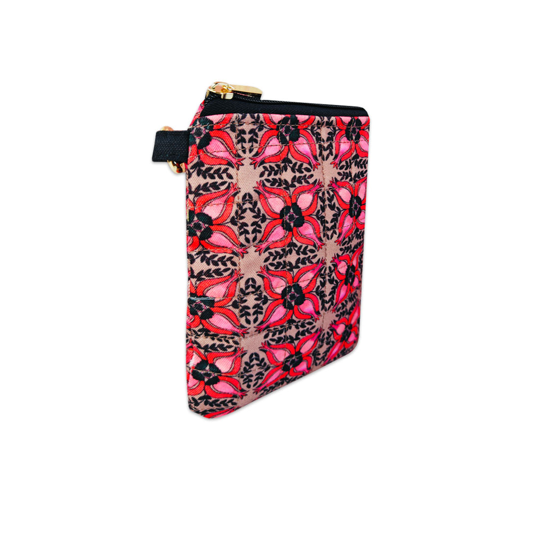 Quilted Mobile Sling- Black Maroon Floral