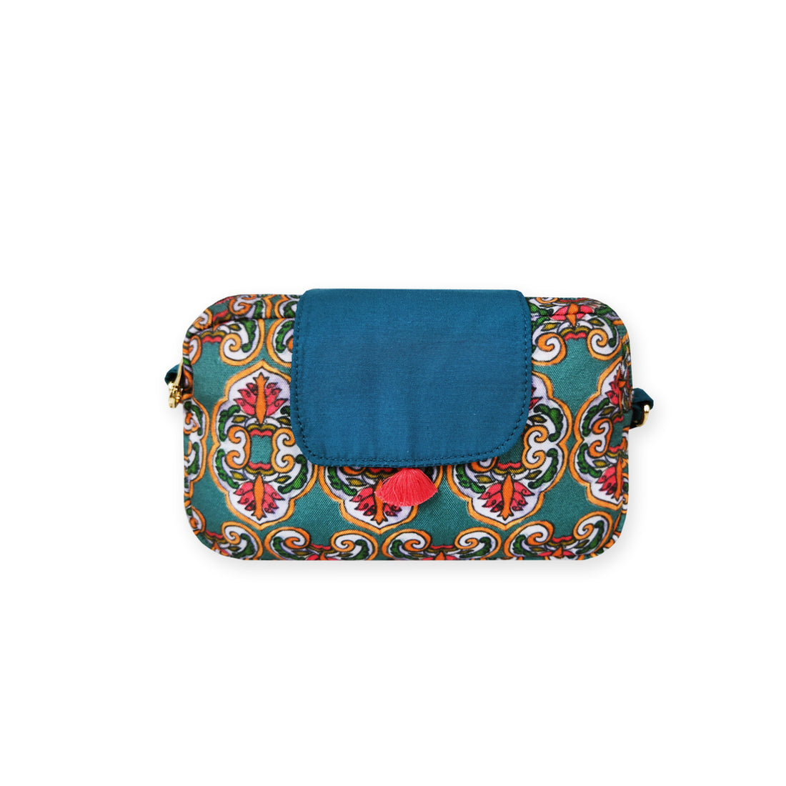 Rectangle Sling Bag- Blue Jharokha