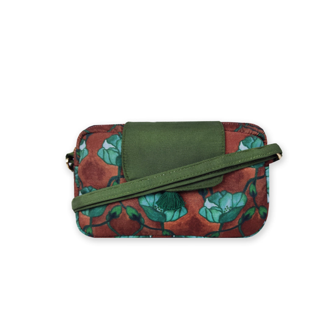 Rectangle Sling Bag- Green Flowers